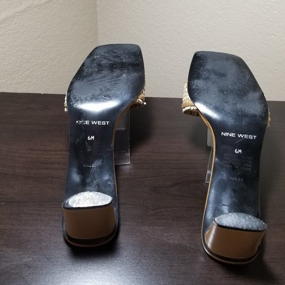 Nine West- 6M -Tan & White Heeled Slide Sandals - Picture 7 of 7